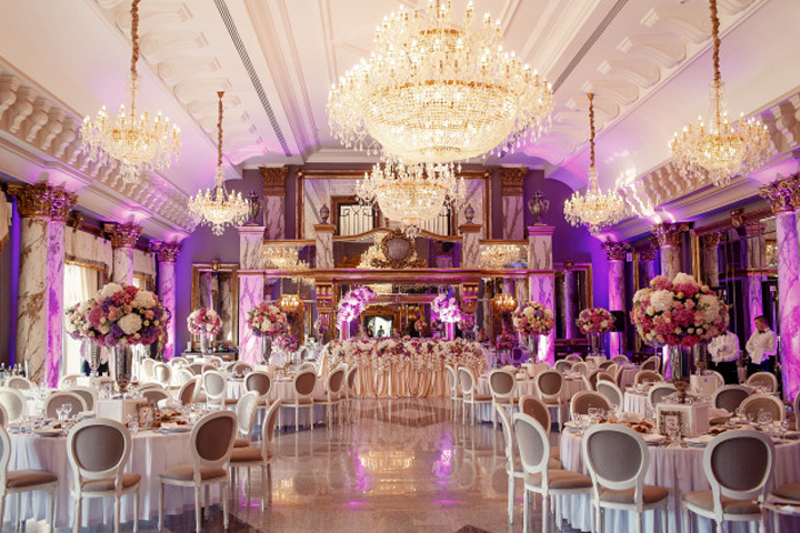 An events venue decorated for wedding