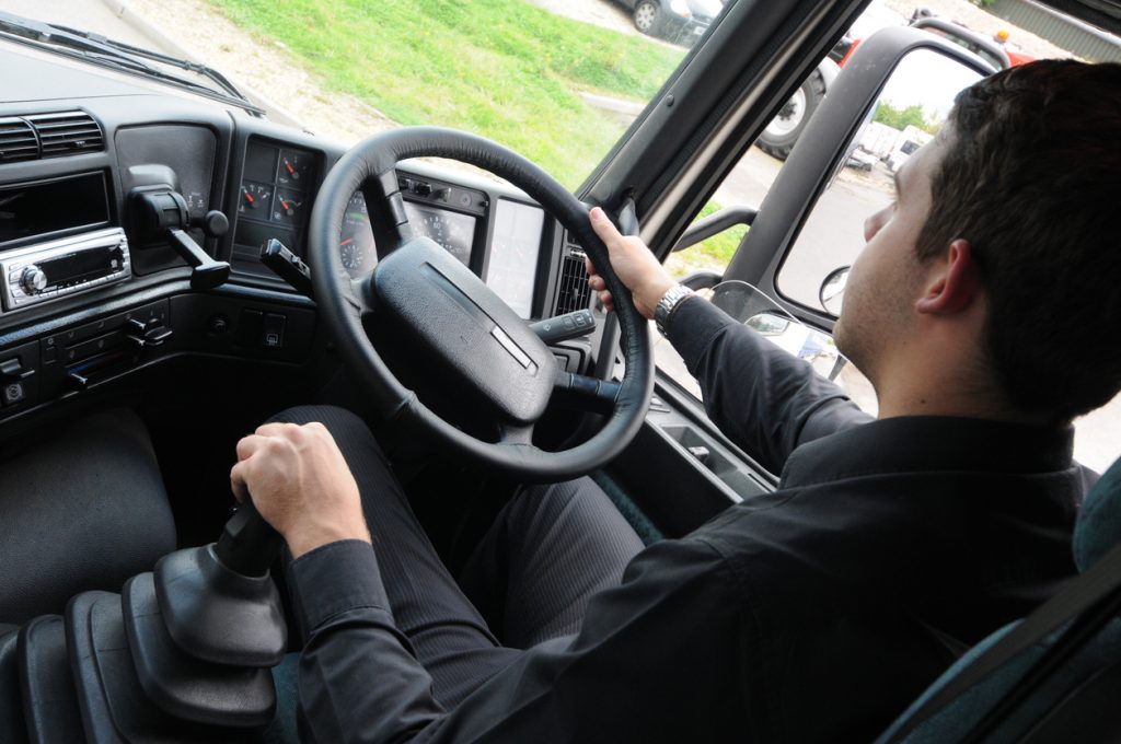 Man in HGV training session