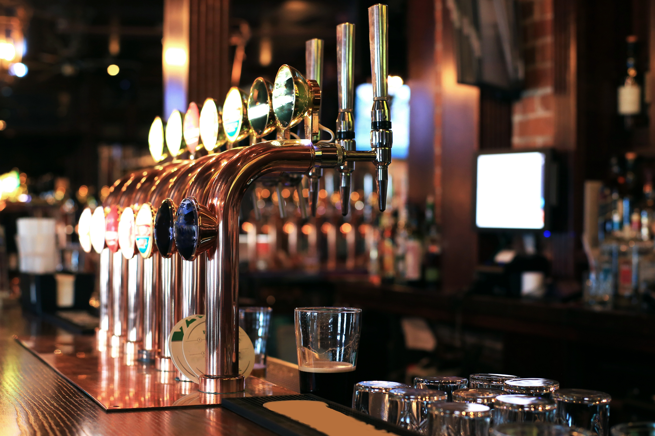 Classic bar with bar counter and beer taps